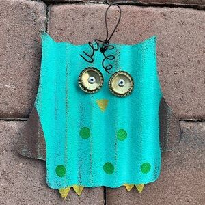 Teal Metal Owl